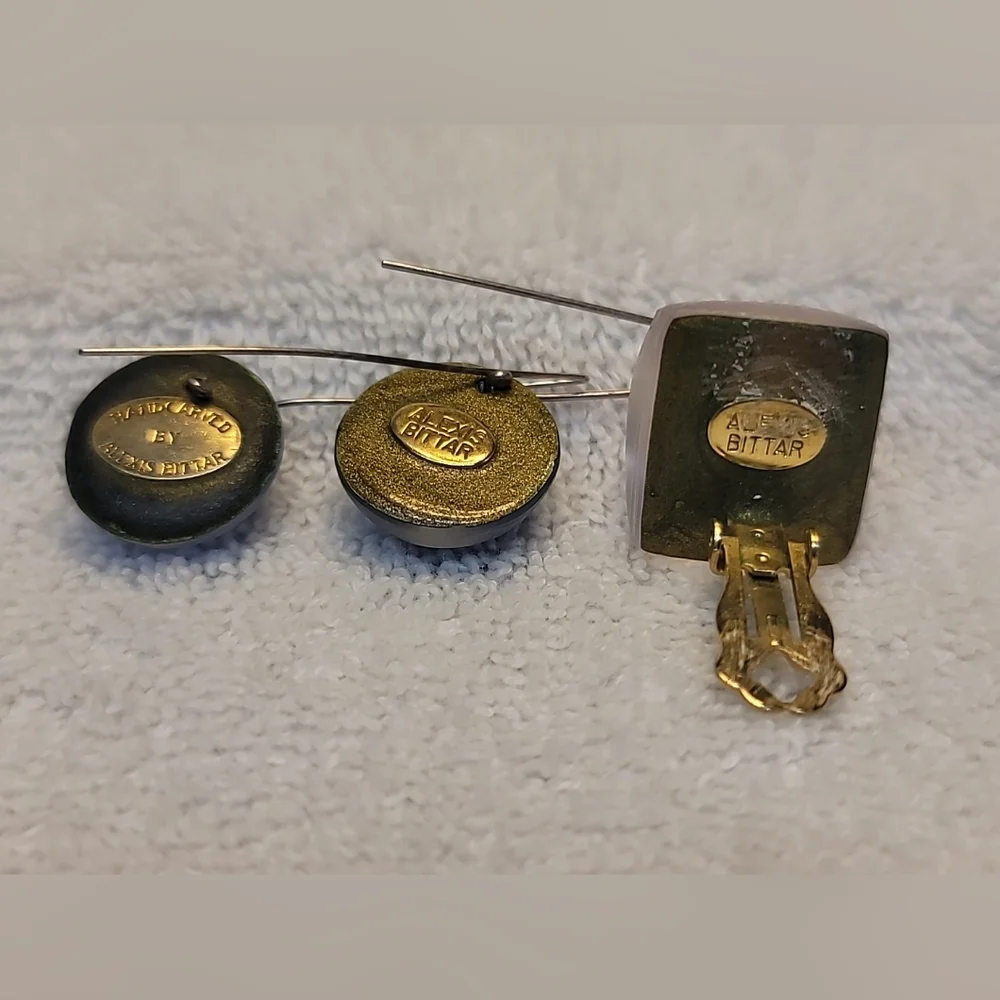 3 Vintage Alexis Bittar Handcrafted Earrings. Non Matching - Picture 2 of 5